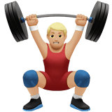 Apple design of the man lifting weights: medium-light skin tone emoji verson:ios 16.4