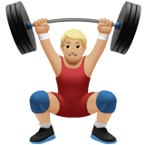 Apple design of the man lifting weights: medium-light skin tone emoji verson:ios 16.4