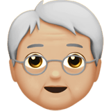 Apple design of the older person: medium-light skin tone emoji verson:ios 16.4