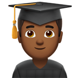 Apple design of the man student: medium-dark skin tone emoji verson:ios 16.4