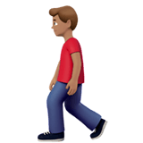 Apple design of the man walking: medium skin tone emoji verson:ios 16.4