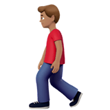 Apple design of the man walking: medium skin tone emoji verson:ios 16.4