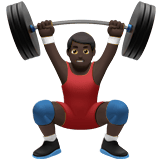 Apple design of the man lifting weights: dark skin tone emoji verson:ios 16.4