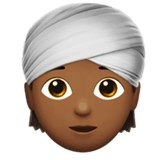 Apple design of the person wearing turban: medium-dark skin tone emoji verson:ios 16.4