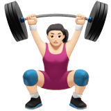Apple design of the woman lifting weights: light skin tone emoji verson:ios 16.4