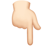 Apple design of the backhand index pointing down: light skin tone emoji verson:ios 16.4