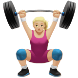 Apple design of the woman lifting weights: medium-light skin tone emoji verson:ios 16.4