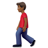 Apple design of the man walking: medium-dark skin tone emoji verson:ios 16.4