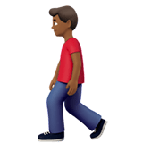 Apple design of the man walking: medium-dark skin tone emoji verson:ios 16.4