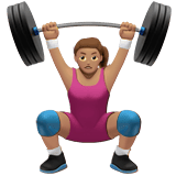 Apple design of the woman lifting weights: medium skin tone emoji verson:ios 16.4
