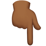 Apple design of the backhand index pointing down: medium-dark skin tone emoji verson:ios 16.4