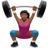 Apple design of the woman lifting weights: medium-dark skin tone emoji verson:ios 16.4