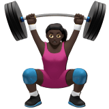 Apple design of the woman lifting weights: dark skin tone emoji verson:ios 16.4