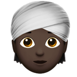 Apple design of the person wearing turban: dark skin tone emoji verson:ios 16.4