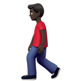 Apple design of the man walking: dark skin tone emoji verson:ios 16.4