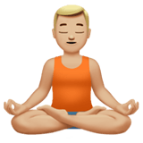Apple design of the man in lotus position: medium-light skin tone emoji verson:ios 16.4