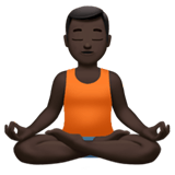 Apple design of the man in lotus position: dark skin tone emoji verson:ios 16.4