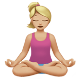 Apple design of the woman in lotus position: medium-light skin tone emoji verson:ios 16.4