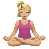 Apple design of the woman in lotus position: medium-light skin tone emoji verson:ios 16.4