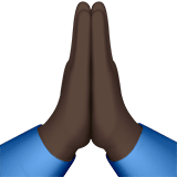 Apple design of the folded hands: dark skin tone emoji verson:ios 16.4