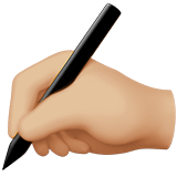 Apple design of the writing hand: medium-light skin tone emoji verson:ios 16.4