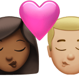 Apple design of the kiss: woman man medium-dark skin tone medium-light skin tone emoji verson:ios 16.4