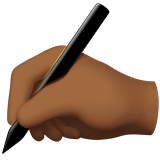 Apple design of the writing hand: medium-dark skin tone emoji verson:ios 16.4
