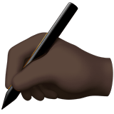 Apple design of the writing hand: dark skin tone emoji verson:ios 16.4