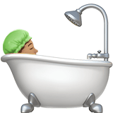 Apple design of the person taking bath: medium skin tone emoji verson:ios 16.4
