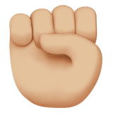 Apple design of the raised fist: medium-light skin tone emoji verson:ios 16.4