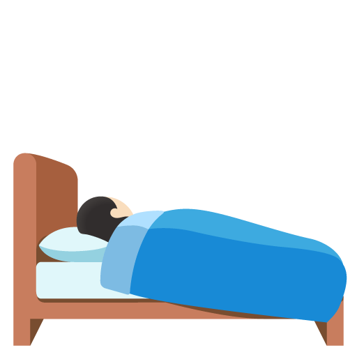 Google design of the person in bed: light skin tone emoji verson:Noto Color Emoji 15.0