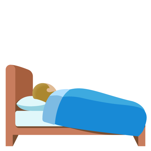 Google design of the person in bed: medium-light skin tone emoji verson:Noto Color Emoji 15.0