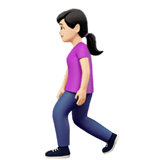 Apple design of the woman walking: light skin tone emoji verson:ios 16.4