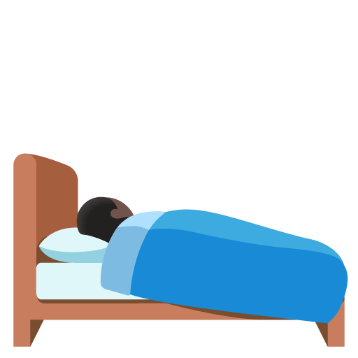 Google design of the person in bed: dark skin tone emoji verson:Noto Color Emoji 15.0
