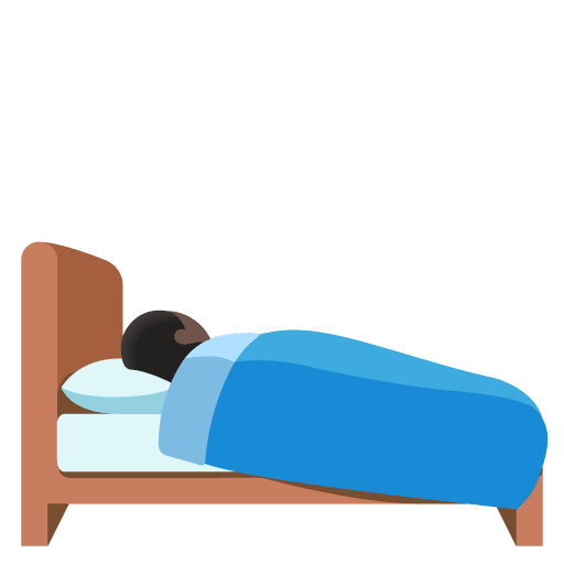 Google design of the person in bed: dark skin tone emoji verson:Noto Color Emoji 15.0