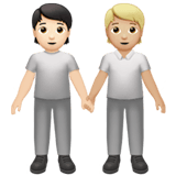 Apple design of the people holding hands: light skin tone medium-light skin tone emoji verson:ios 16.4