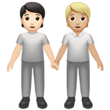 Apple design of the people holding hands: light skin tone medium-light skin tone emoji verson:ios 16.4