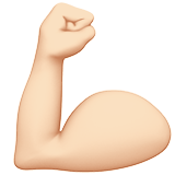 Apple design of the flexed biceps: light skin tone emoji verson:ios 16.4