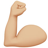 Apple design of the flexed biceps: medium-light skin tone emoji verson:ios 16.4