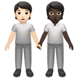Apple design of the people holding hands: light skin tone dark skin tone emoji verson:ios 16.4