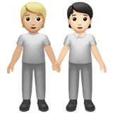 Apple design of the people holding hands: medium-light skin tone light skin tone emoji verson:ios 16.4