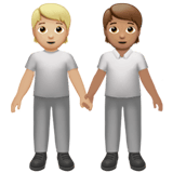 Apple design of the people holding hands: medium-light skin tone medium skin tone emoji verson:ios 16.4