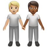 Apple design of the people holding hands: medium-light skin tone medium-dark skin tone emoji verson:ios 16.4