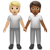 Apple design of the people holding hands: medium-light skin tone medium-dark skin tone emoji verson:ios 16.4
