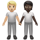Apple design of the people holding hands: medium-light skin tone dark skin tone emoji verson:ios 16.4