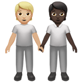 Apple design of the people holding hands: medium-light skin tone dark skin tone emoji verson:ios 16.4