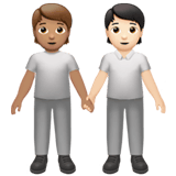 Apple design of the people holding hands: medium skin tone light skin tone emoji verson:ios 16.4