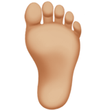 Apple design of the foot: medium-light skin tone emoji verson:ios 16.4