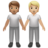 Apple design of the people holding hands: medium skin tone medium-light skin tone emoji verson:ios 16.4