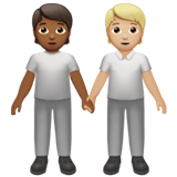 Apple design of the people holding hands: medium-dark skin tone medium-light skin tone emoji verson:ios 16.4